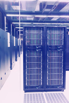 Closeup of hardware of data center