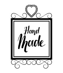 heart hand made handwriting emblem image vector illustration design