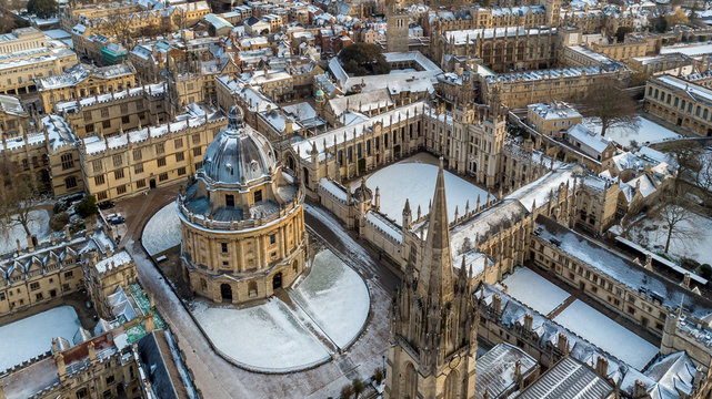 Aerial view of central Oxford, UK