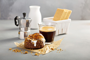 Smores donut with espresso