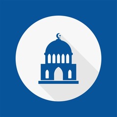 Blue mosque icon illustration, arabic islamic building art icon.