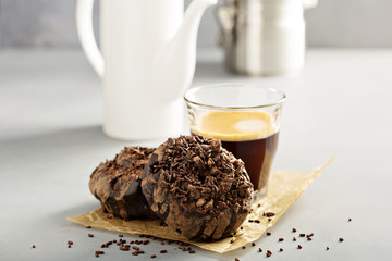 Chocolate donut with espresso