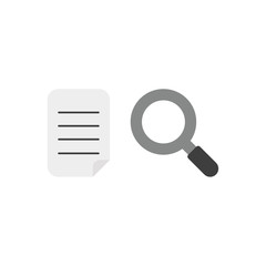 Vector icon concept of written paper with magnifying glass