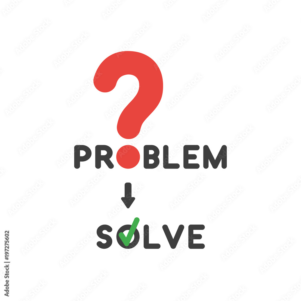 Poster vector icon concept of problem word with question mark and solve word with check mark