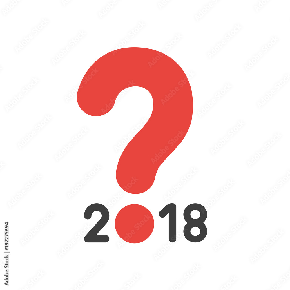 Poster vector icon concept of year of 2018 with question mark