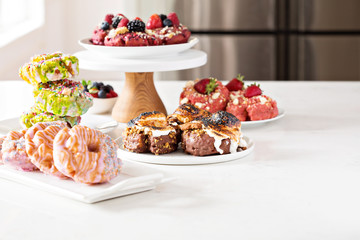 Variety of donuts on a table