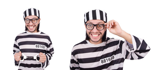 Prison inmate isolated on the white background