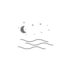 moon and the sea icon. Simple element illustration. moon and the sea symbol design template. Can be used for web and mobile