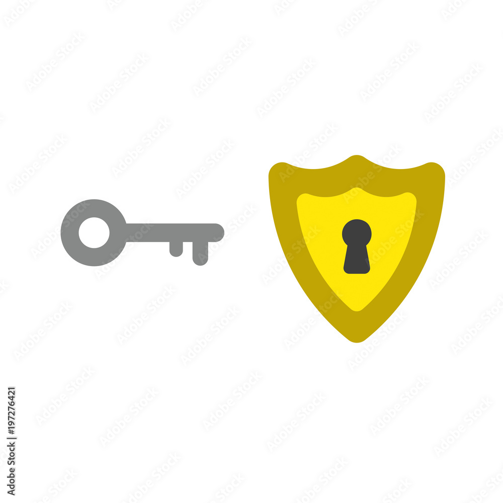 Poster vector icon concept of keyhole inside shield guard with key