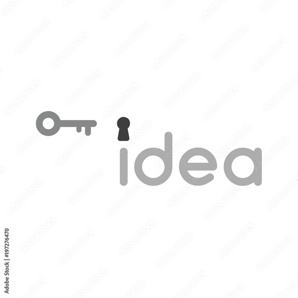 Aufkleber Vector icon concept of idea word with keyhole and key