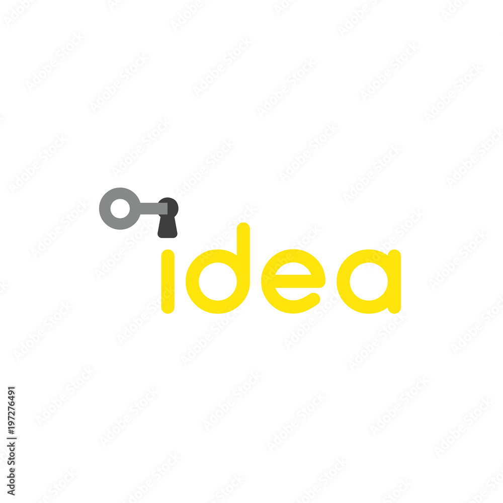 Aufkleber Vector icon concept of idea word with keyhole and key unlock
