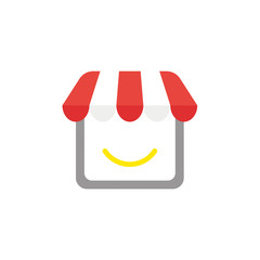 Vector icon concept of shop store with smiling mouth