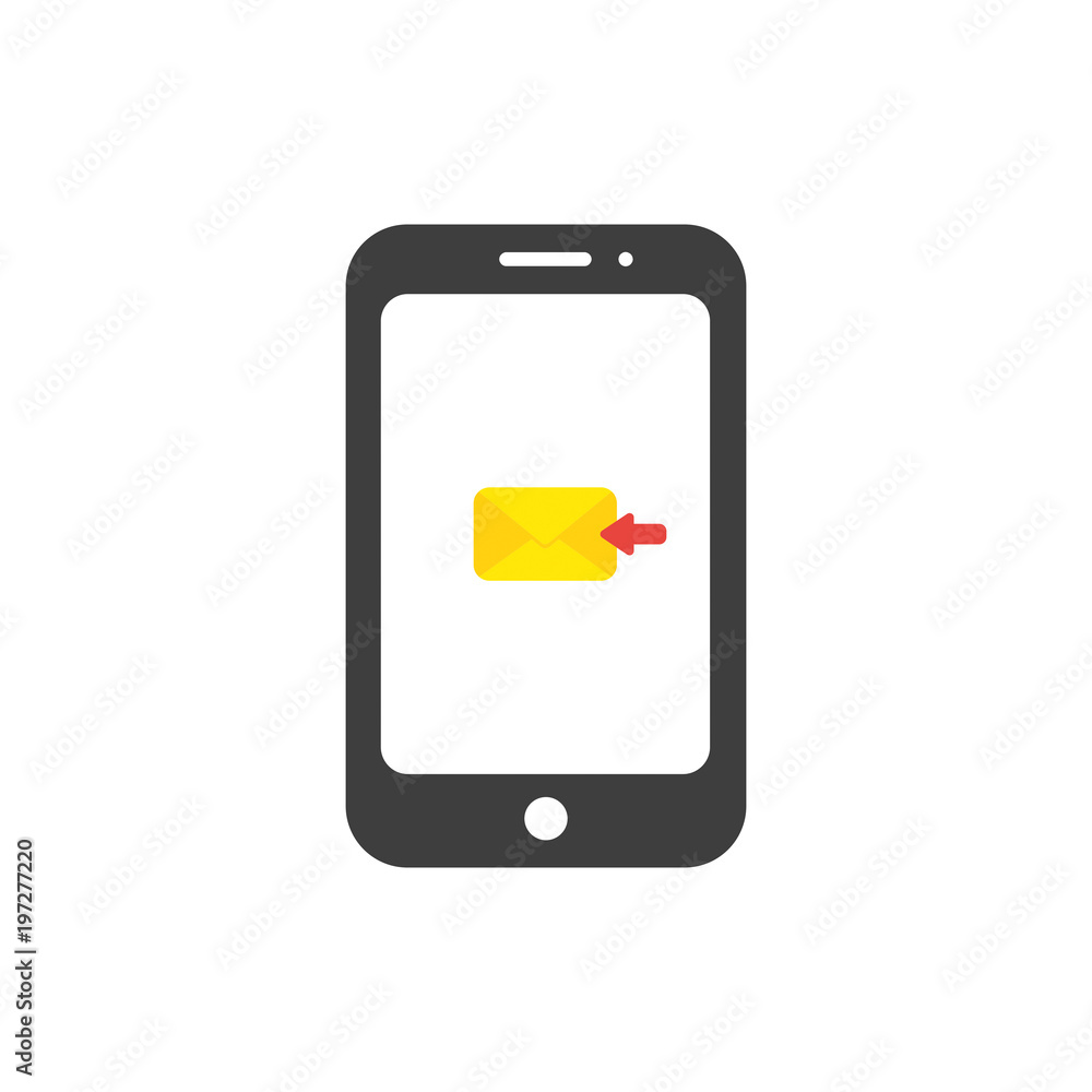 Poster vector icon concept of closed envelope sending mail icon inside smartphone