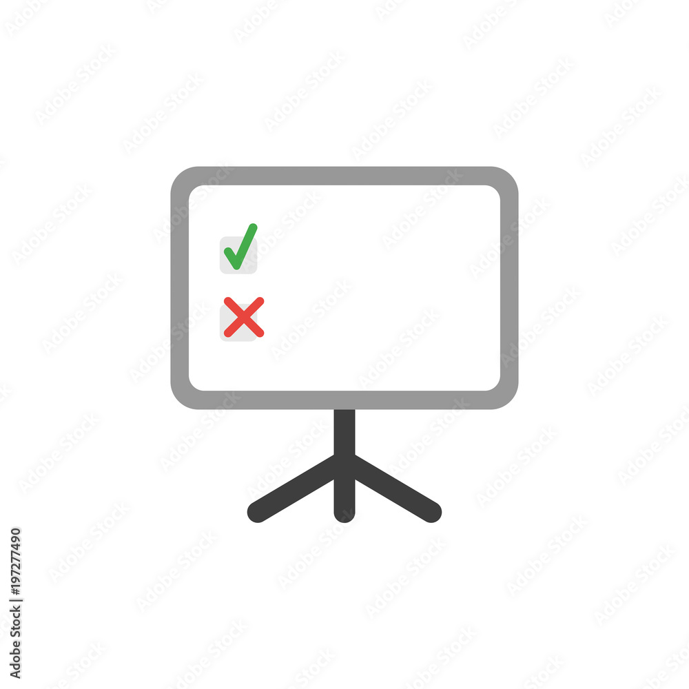 Poster vector icon concept of check mark and x mark inside presentation board