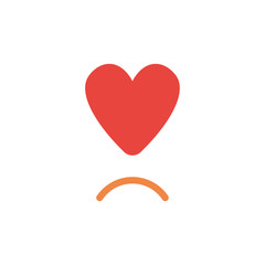 Vector icon concept of heart symbol with sulking mouth