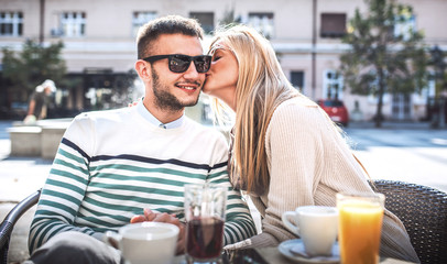 Romantic couple in the cafe. Dating, love, relationships