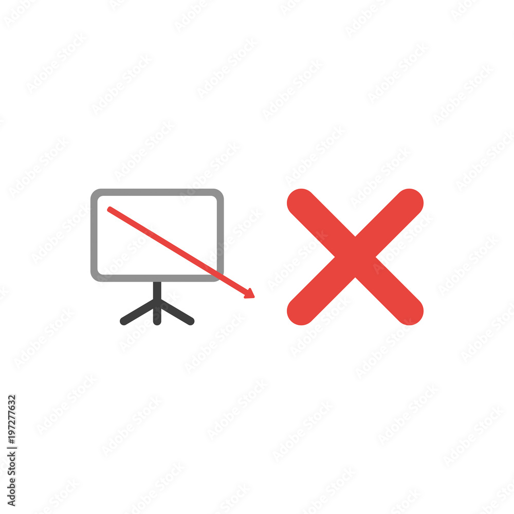 Poster vector icon concept of arrow moving up and going out of sales chart with x mark