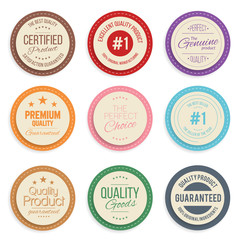 Fototapeta na wymiar Warranty label set. Colorful modern quality marks badges isolated on white background