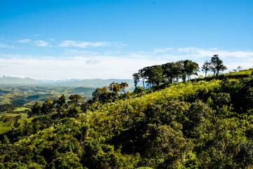 Obraz premium Mountain view from farm in Cunha, Sao Paulo. Mountain range in t