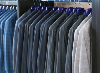Obraz premium Stylish clothes at menswear store