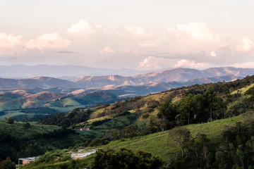 Mountain view from farm in Cunha, Sao Paulo. Mountain range in t
