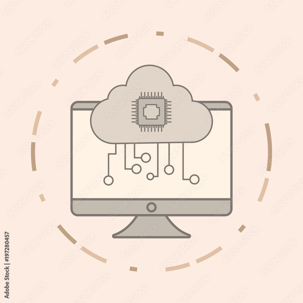 Poster big data design with computer and cloud storage over white background, vector illustration