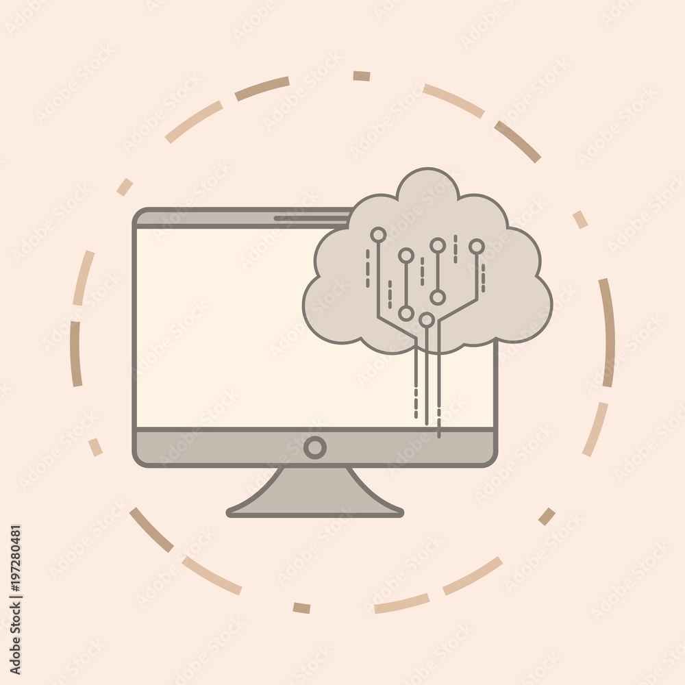 Poster big data design with computer and cloud storage over white background, vector illustration