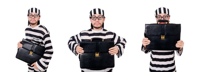 Prison inmate isolated on the white background