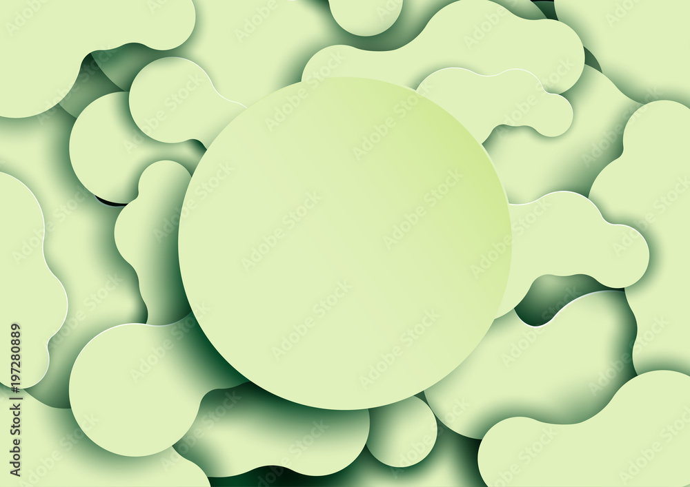 Aufkleber light green abstract paper layer carving background.paper art style of nature concept cover design f