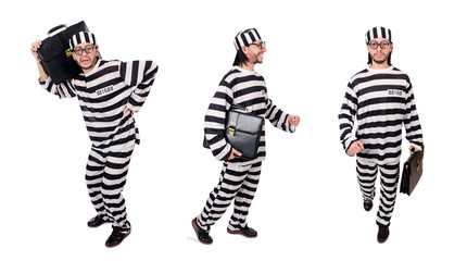 Prison inmate isolated on the white background