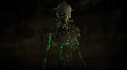 Naklejka premium Evil looking android character