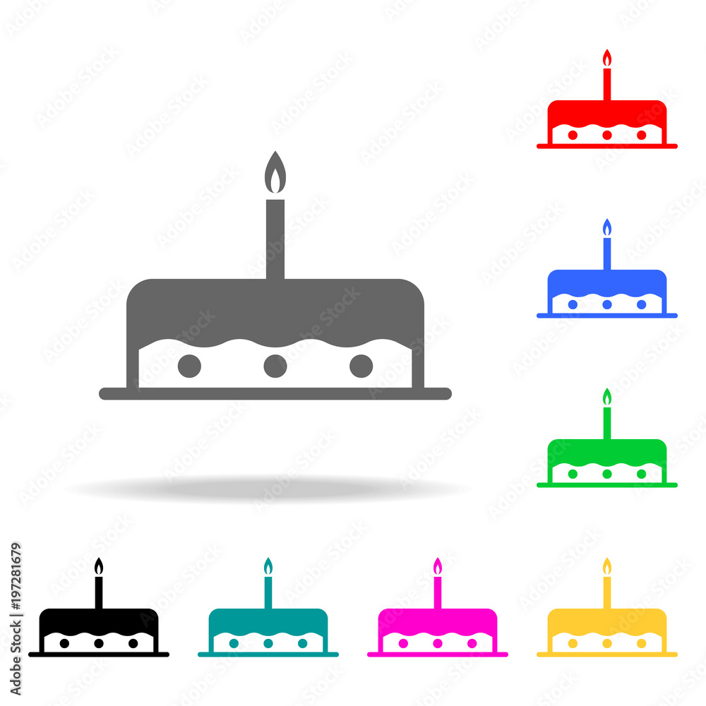 Poster cake with a candle icon. elements of party multi colored icons. premium quality graphic design icon.