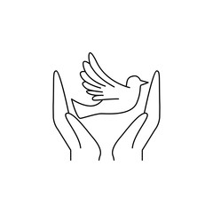 hands and dove icon. Elements of elections icon. Premium quality graphic design. Signs and symbol collection icon for websites, web design, mobile app, info graphics
