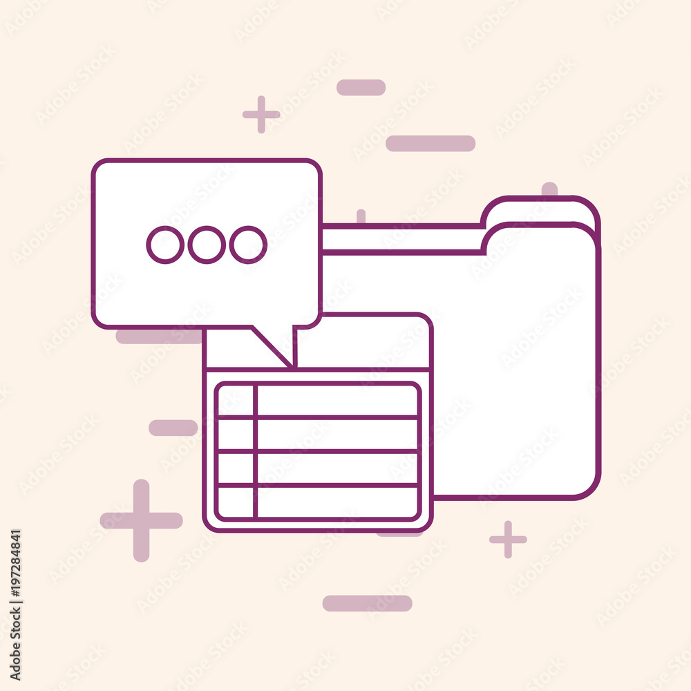 Poster big data design with document folder and speech bubble over white background, vector illustration