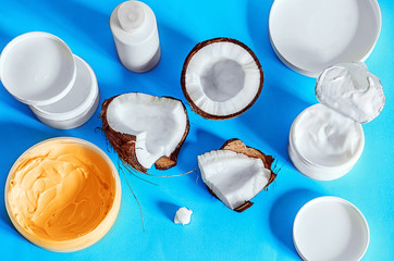 coconut. cream, balm. hygiene and care. cosmetology