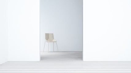 Interior connecting wall empt simple space and work space background - 3d rendering minimal japanese 