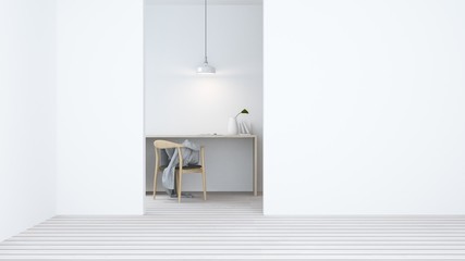 Interior connecting wall empt simple space and work space background - 3d rendering minimal japanese 