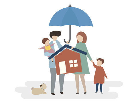 Illustration of home insurance protection