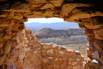 View of the Tuzigoot National Monument, a pueblo ruin on the National Register of Historic Places in Yavapai County, Arizona