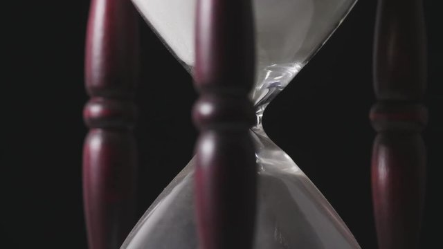 Closeup Of Sand Pouring Into Bottom Of Hourglass 4K