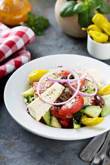 Greek salad with fresh vegetables and feta
