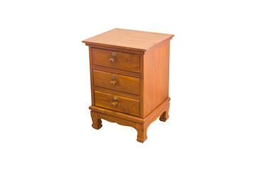 The wooden drawer desk isolated with clipping Path