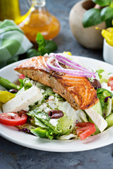 Grilled salmon with fresh salad