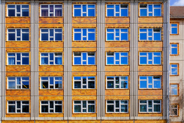Fototapeta na wymiar Close up detail vintage building window facade in Berlin, Germany 