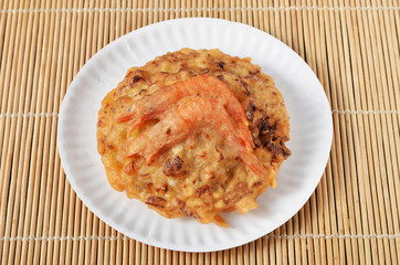 Fried shrimp patty on  plate     