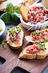 Roasted tomatoes bruschetta with thyme