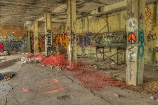 Abandoned School Covered in Graffiti - Powered by Adobe