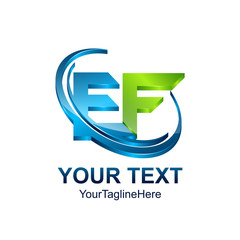 Initial letter EF logo template colored green blue swoosh design for business and company identity