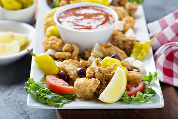 Fried calamari with marinara sauce