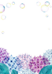 紫陽花　背景 フレーム　水彩 イラスト